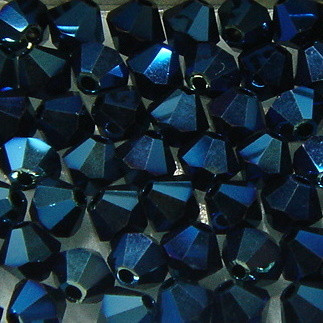 Doppelkegel 3mm crystal Metallicblue2x