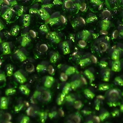 Rocaille smaragdgrün mit Silbereinzug